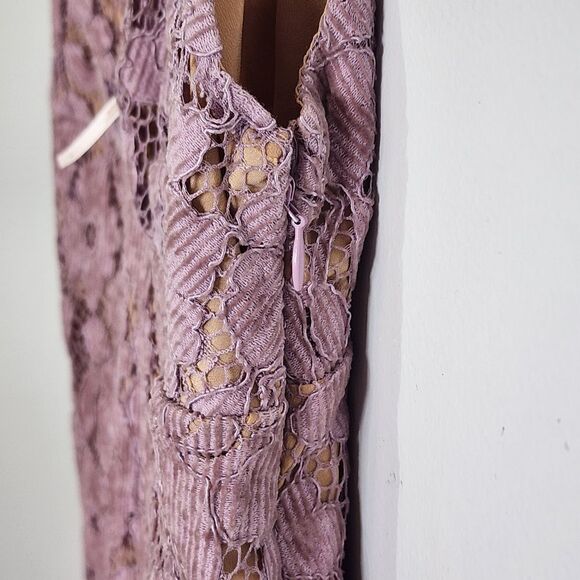 EUC Free People Dangerous Love Sleeveless Lace Mini Dress Wisteria Size 4 - Picture 7 of 16